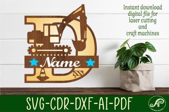 Digger Capital Monogram Letter D SVG for Laser Crafts