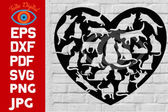 Transform Your Space with Cat Wall Art Decor Heart Silhouette Designs