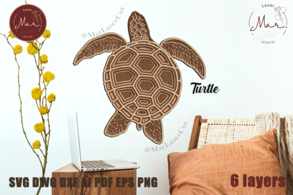 Turtle 3D Multilayer SVG Laser Cut Guide